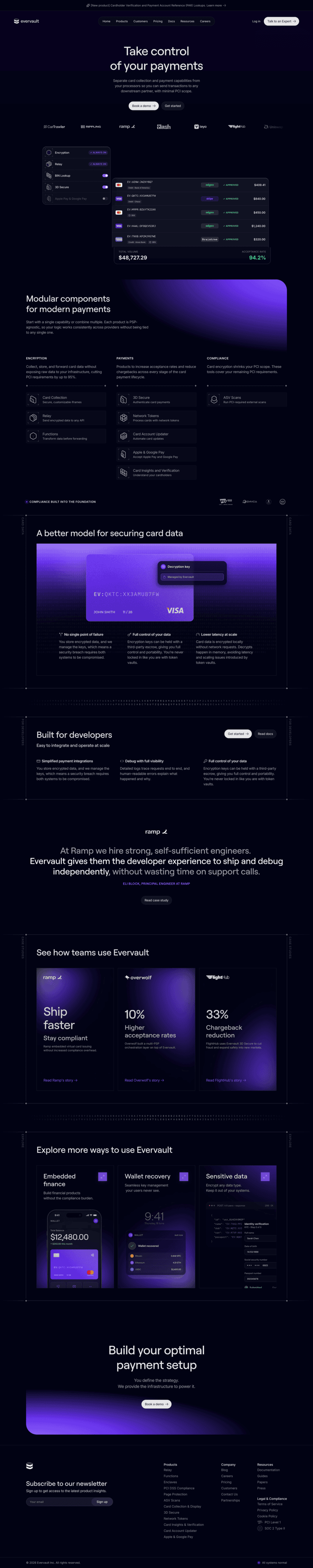 Evervault landing page website preview