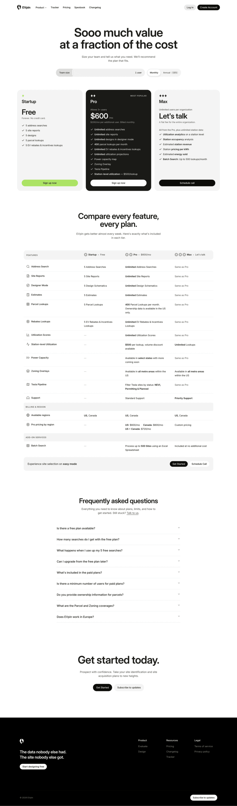 EVpin pricing website preview