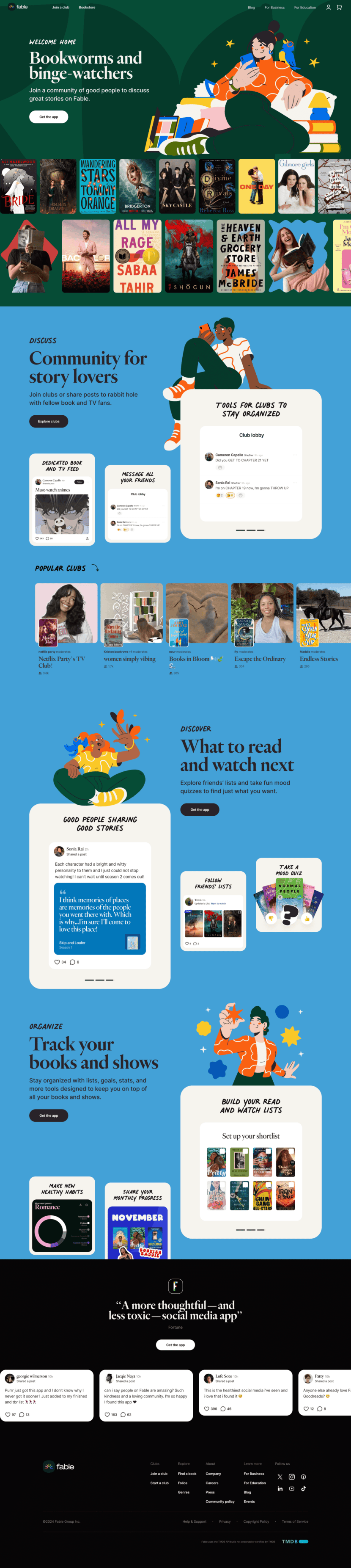 Fable landing page full-page website screenshot