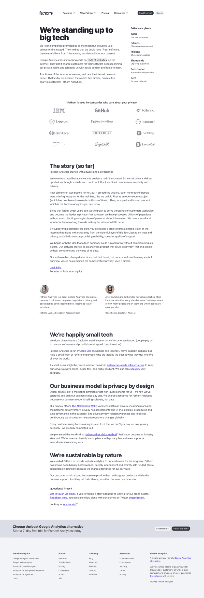 Fathom about us website preview