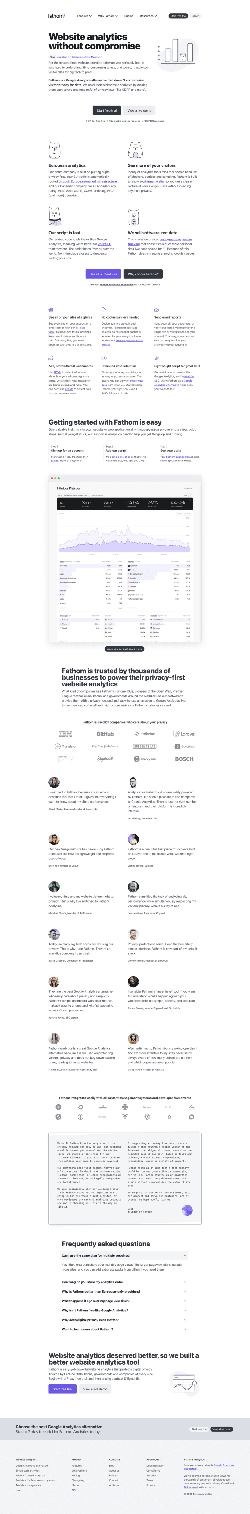 Fathom landing page website preview