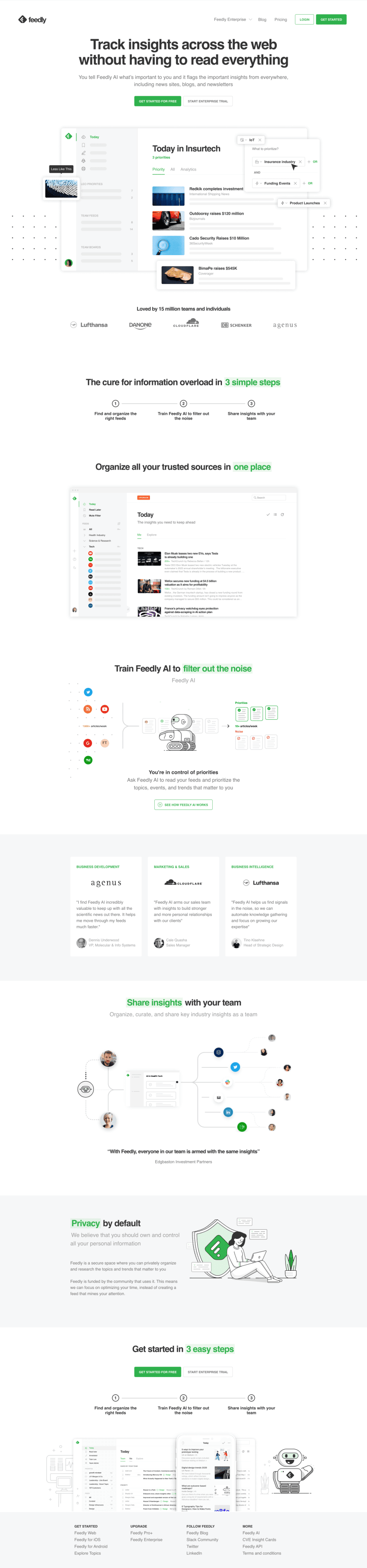 Feedly landing page full-page website screenshot