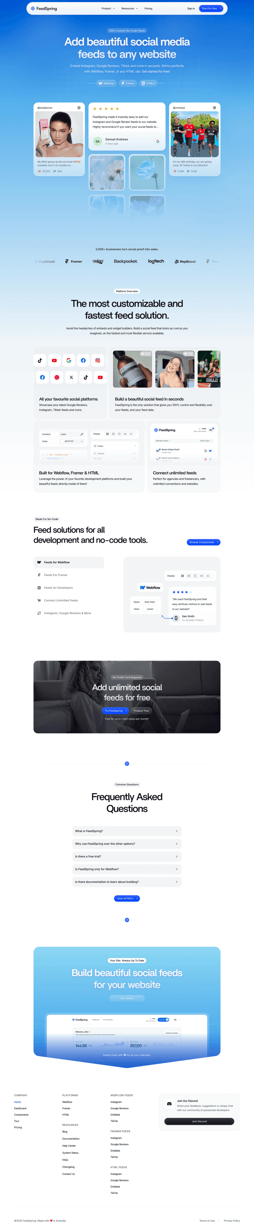 FeedSpring landing page website preview