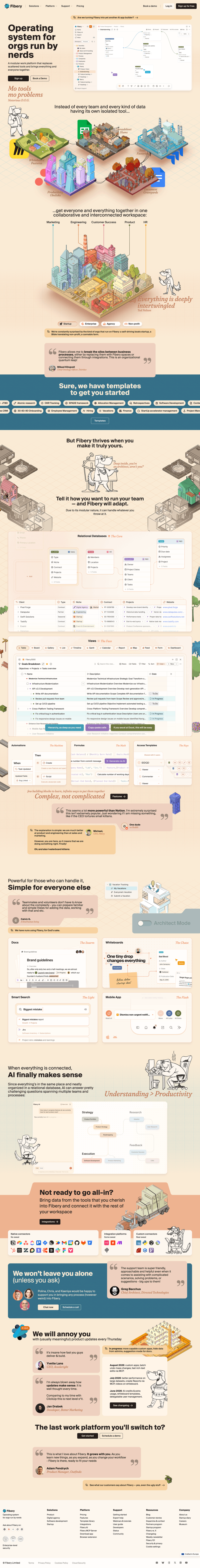 Fibery landing page website preview