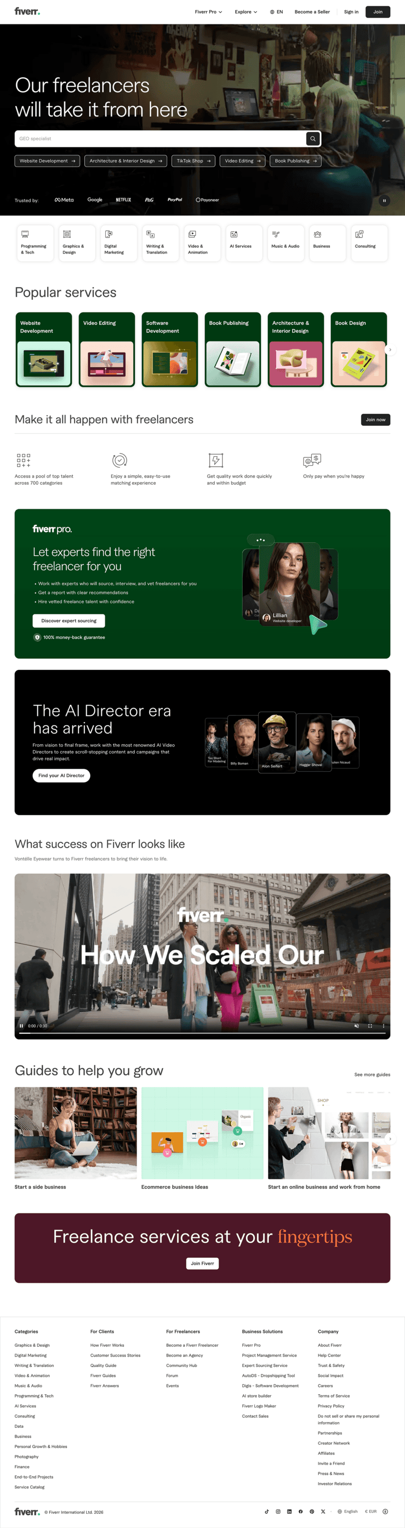 Fiverr landing page website preview
