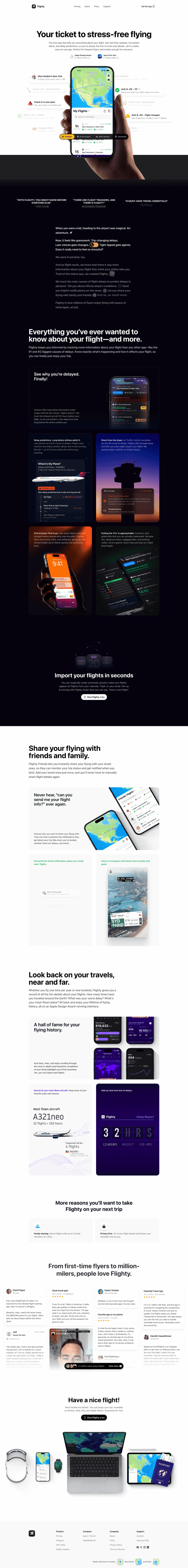 Flighty landing page website preview