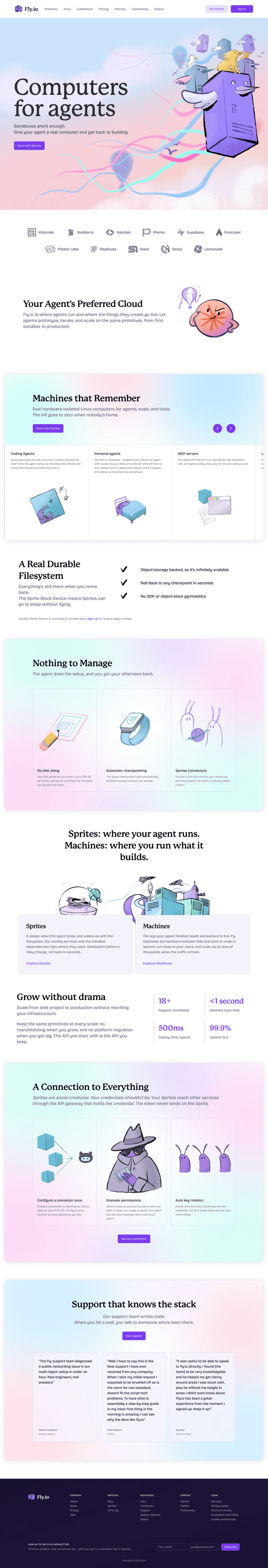 Fly.io landing page full-page website screenshot