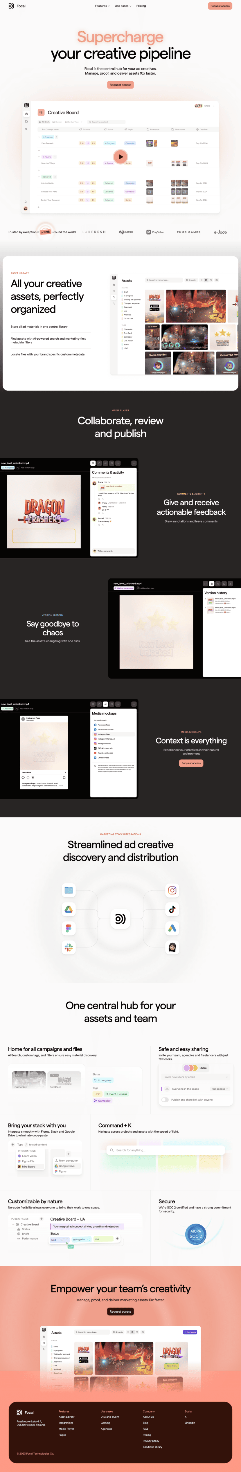Focal landing page website preview