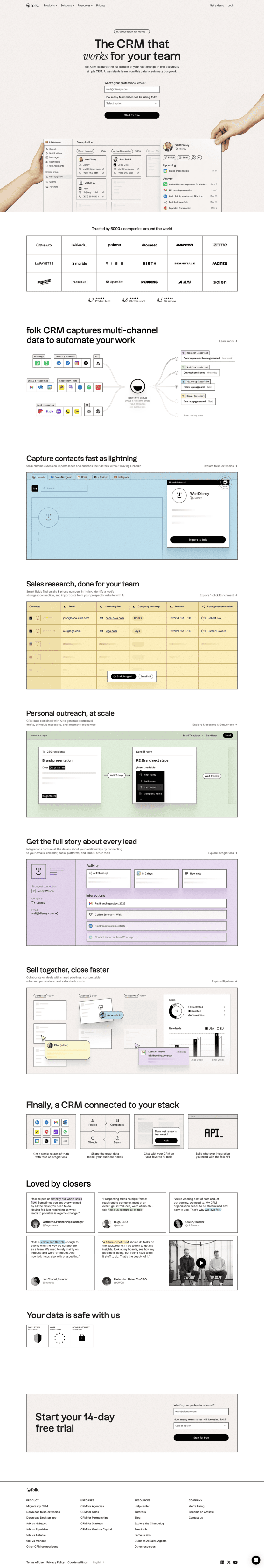 Folk landing page website preview