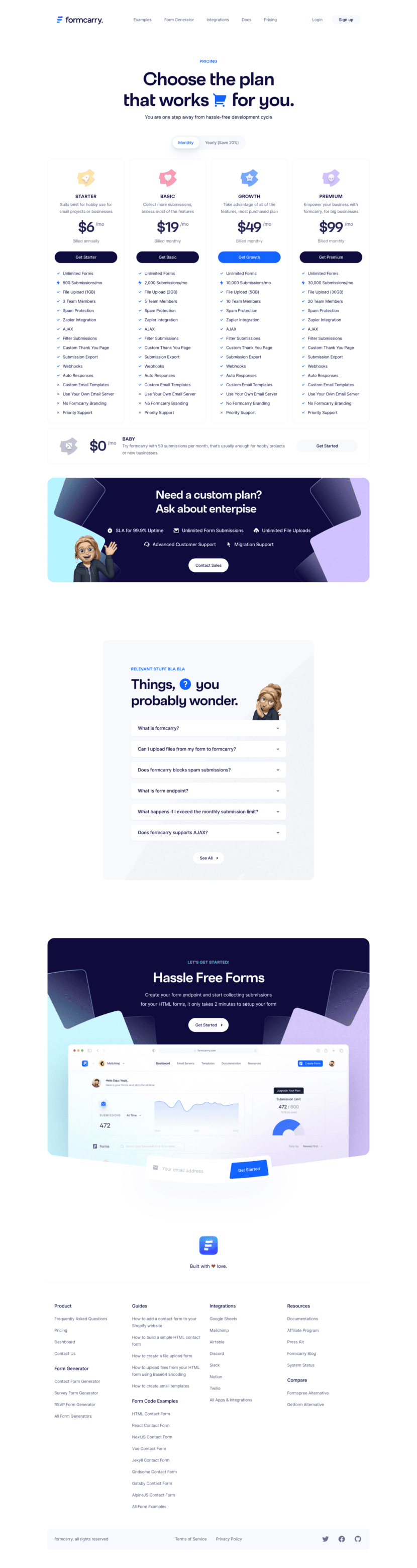 Formcarry pricing page website preview