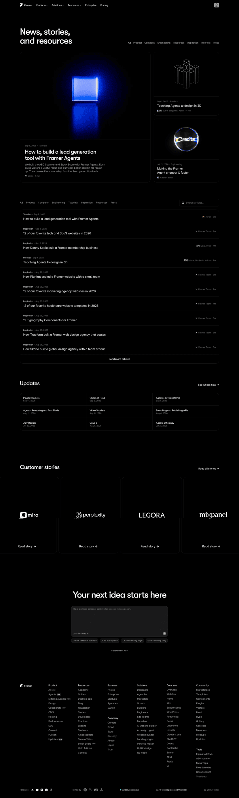 Framer blog website preview