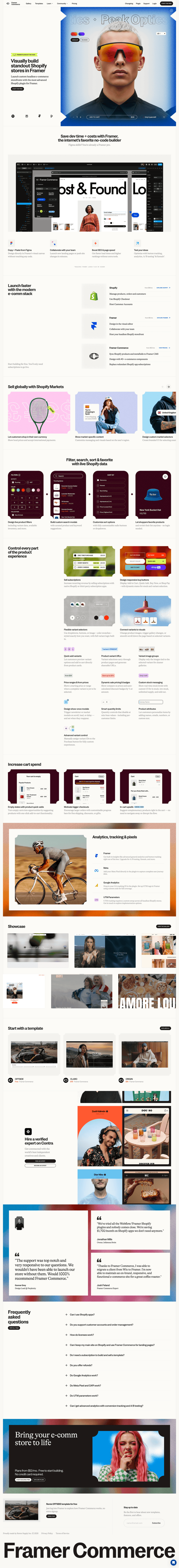 Framer Commerce landing page website preview