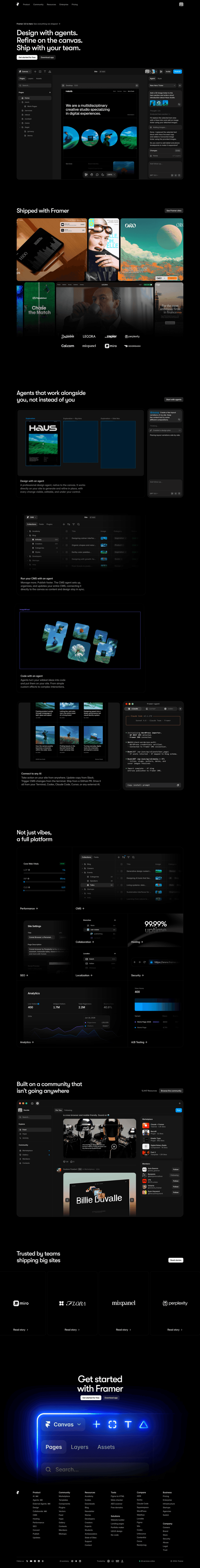 Framer landing page website preview