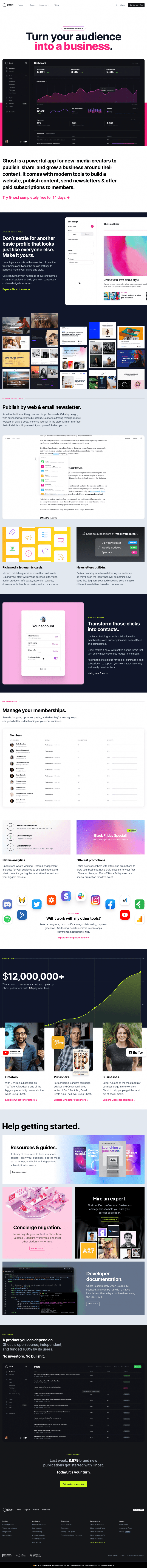 Ghost landing page website preview