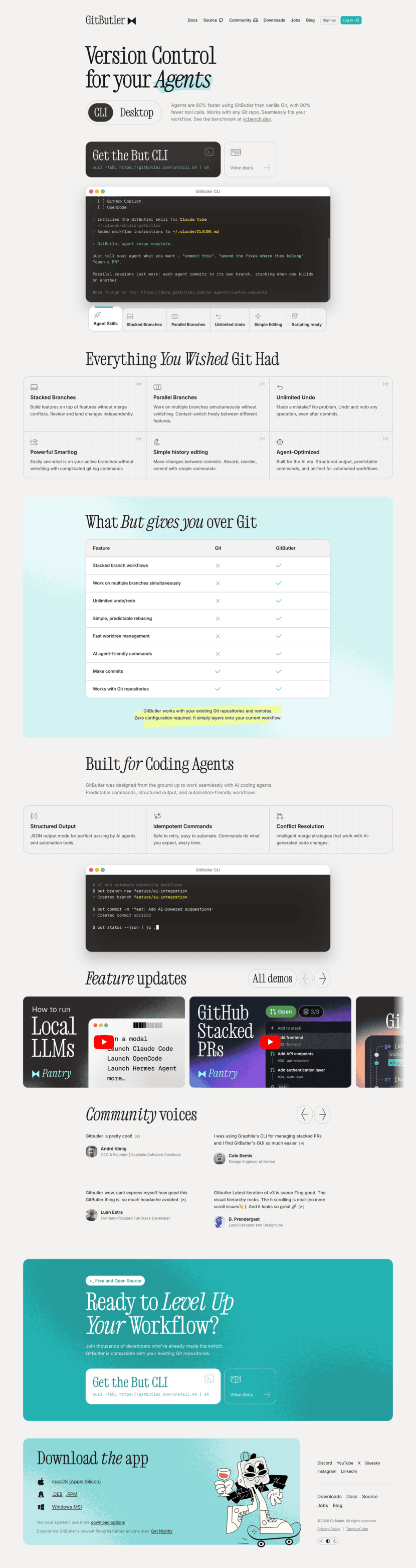 GitButler landing page website preview