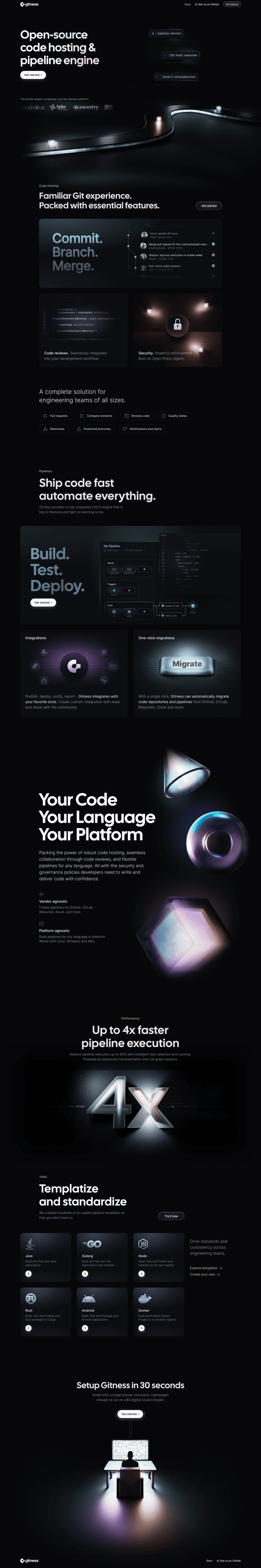 Gitness landing page website preview