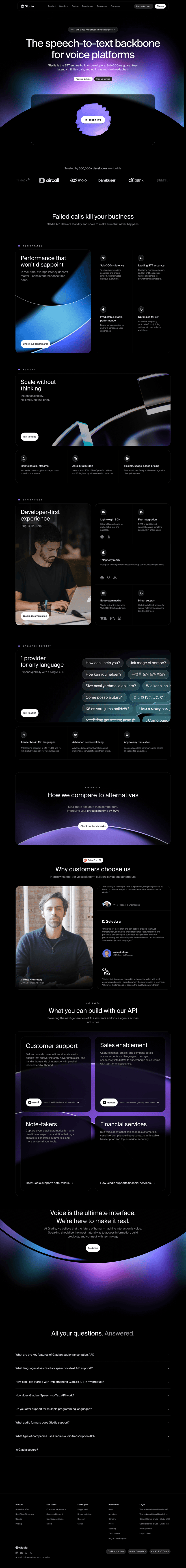 Gladia landing page website preview