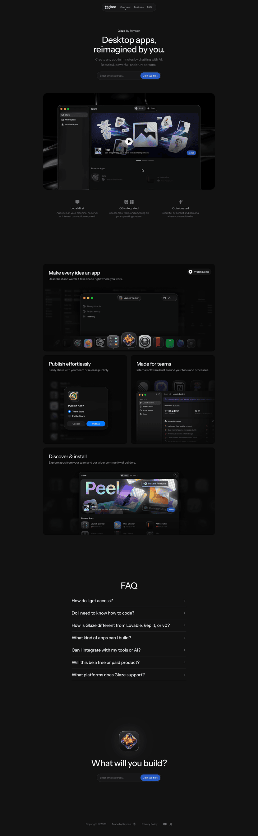 Glaze landing page website preview