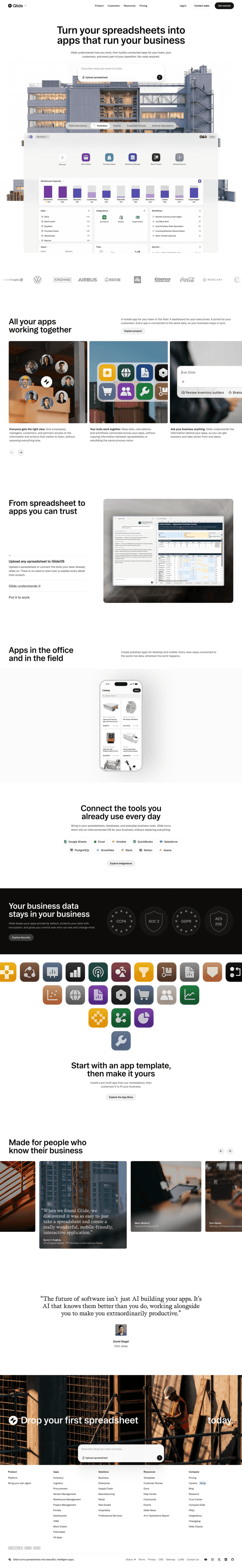 Glide landing page website preview