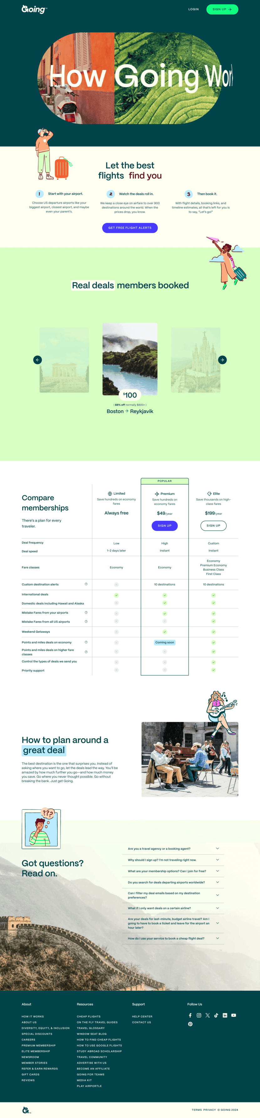 Going features website preview