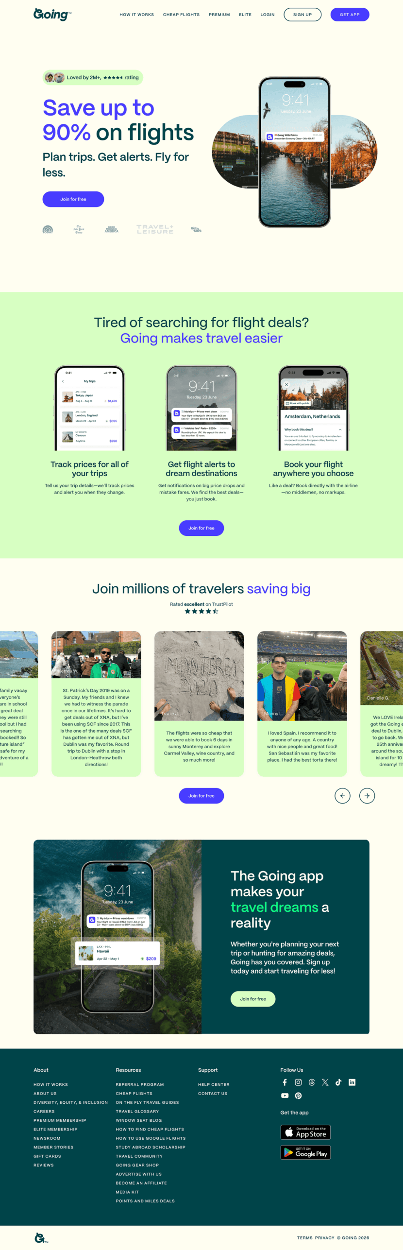 Going landing page website preview