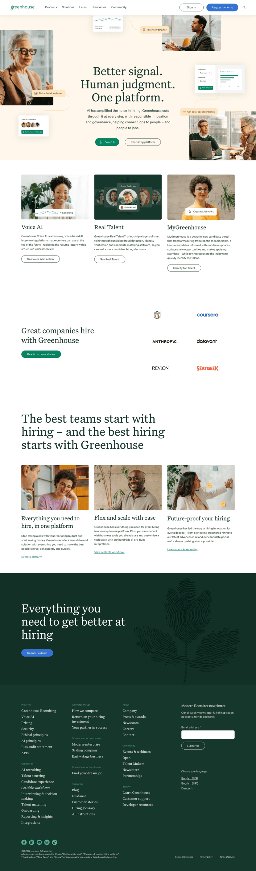 Greenhouse landing page website preview