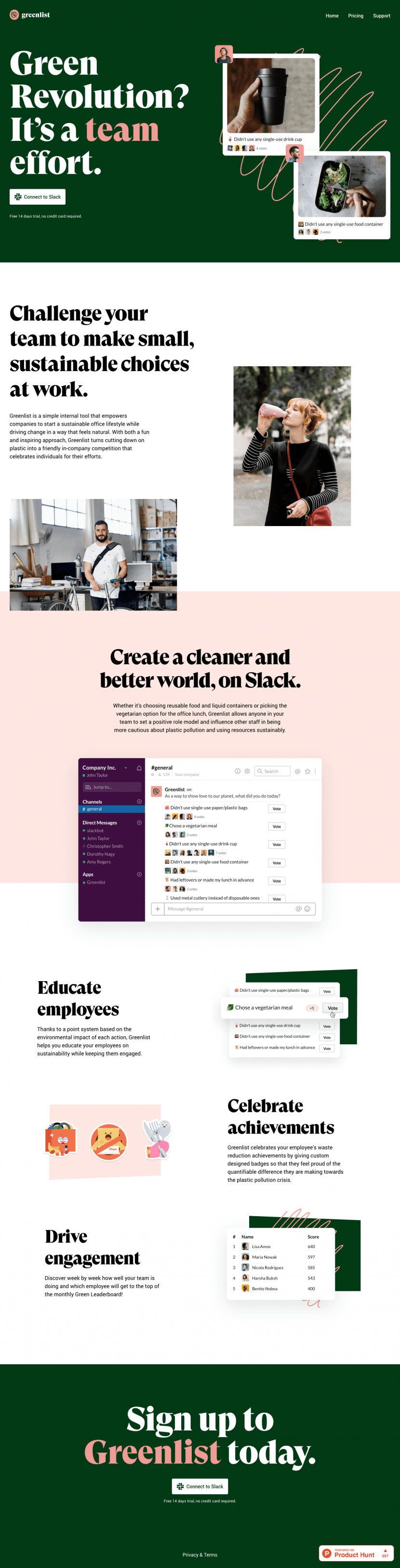 Greenlist landing page website preview