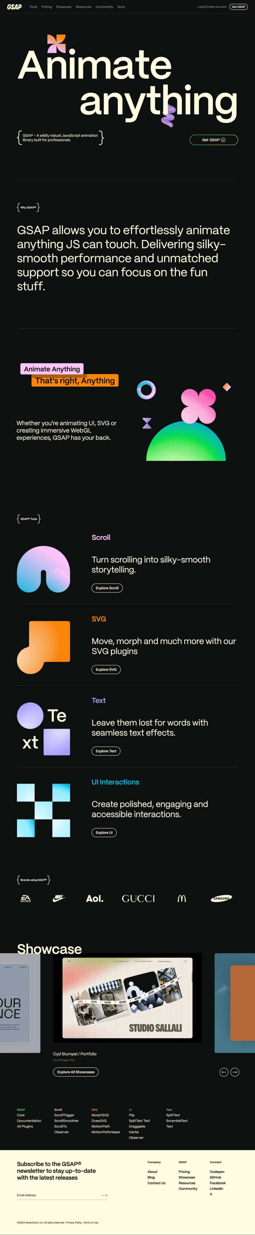 GSAP landing page website preview