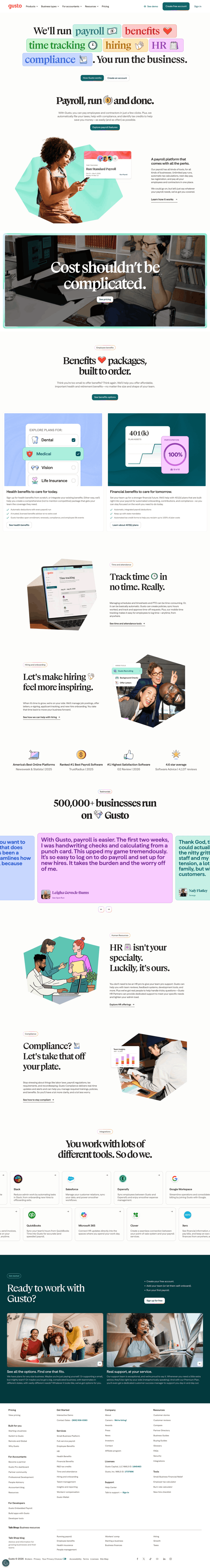 Gusto features website preview