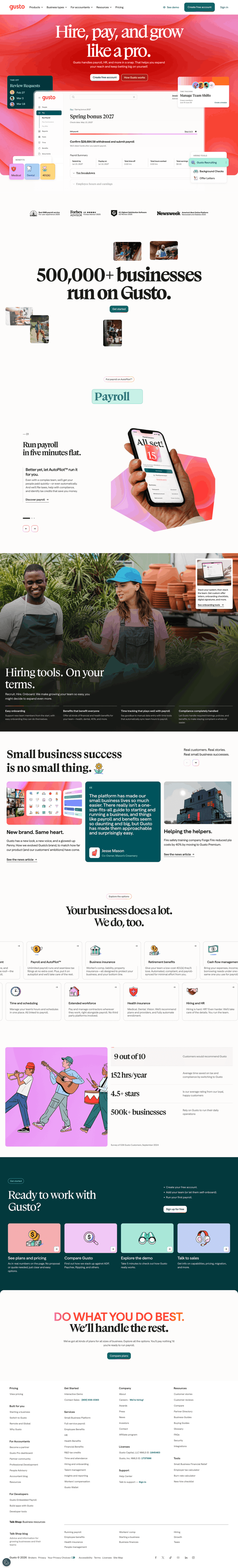 Gusto landing page website preview