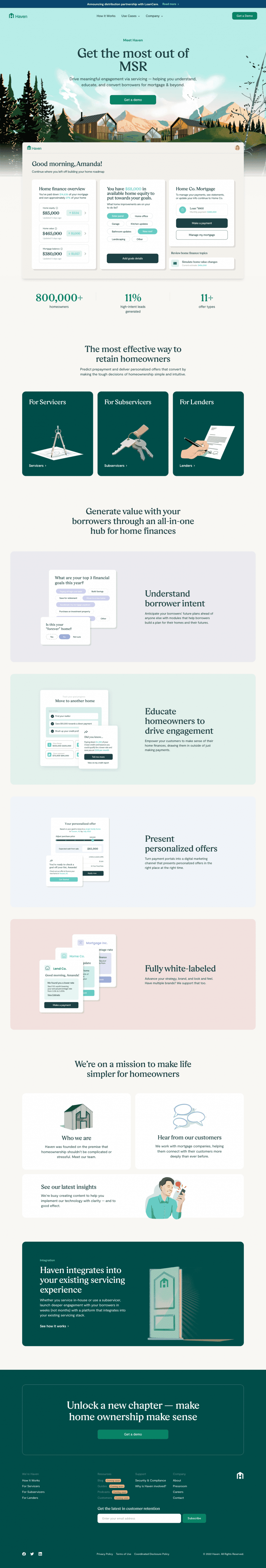 Haven landing page website preview