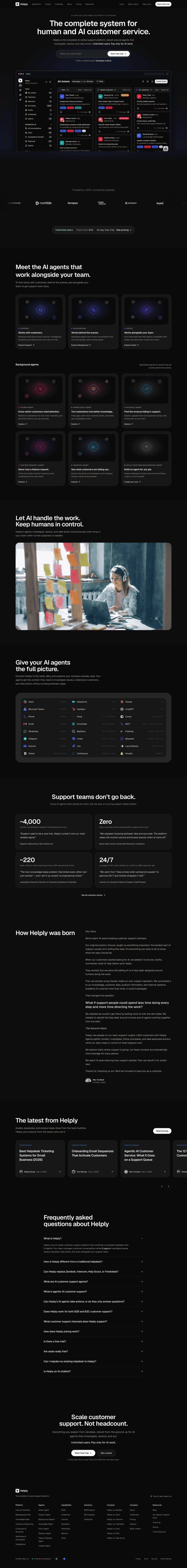 Helply landing page full-page website screenshot