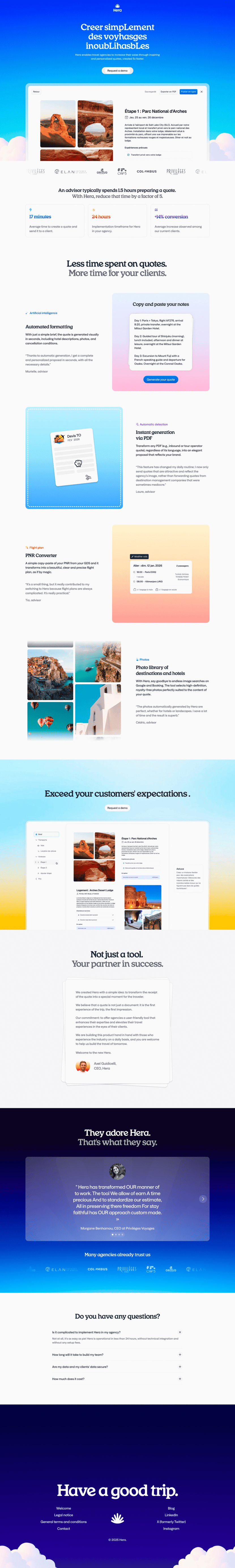 Hera landing page website preview