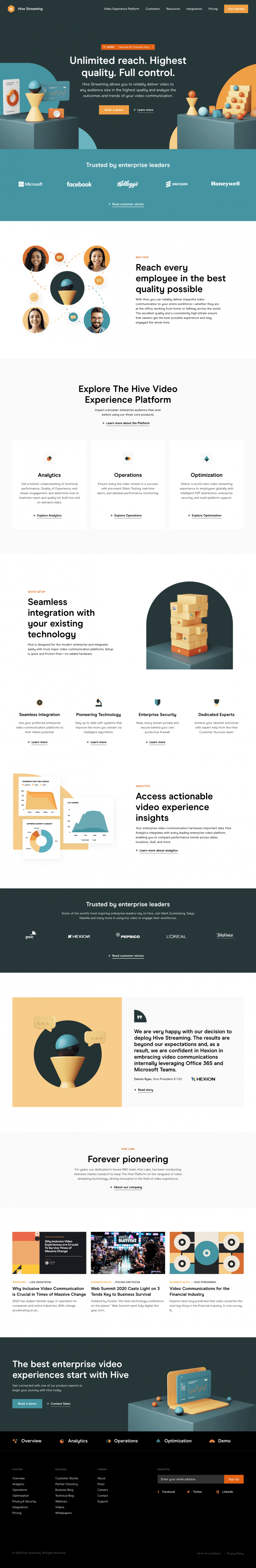 Hive Streaming landing page website preview