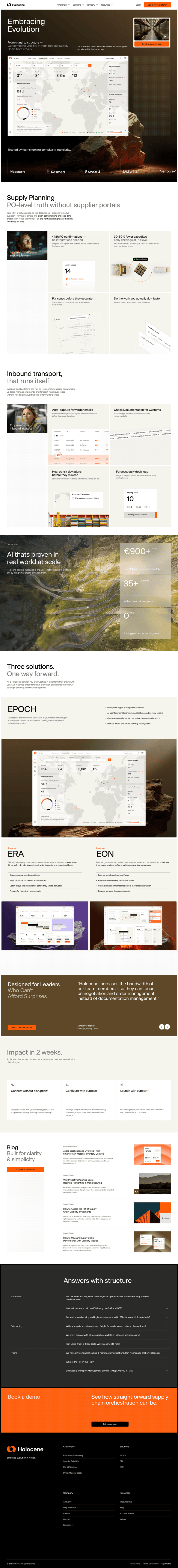 Holocene landing page full-page website screenshot