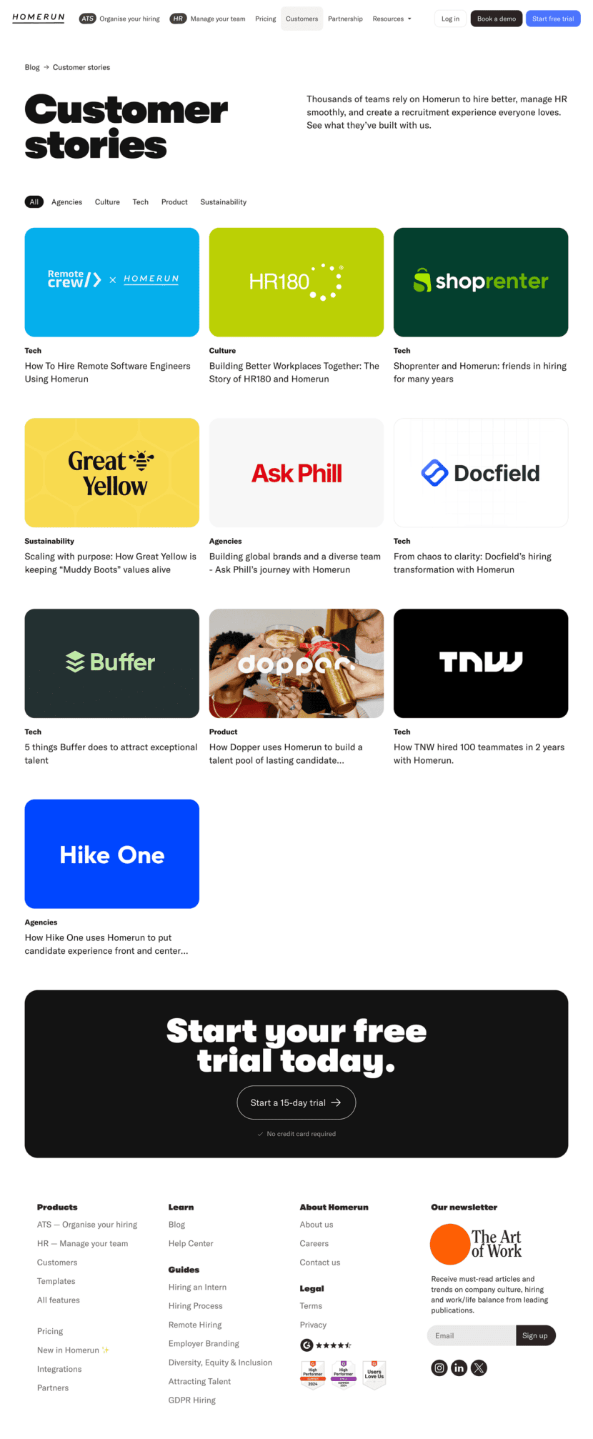 Homerun testimonials website preview