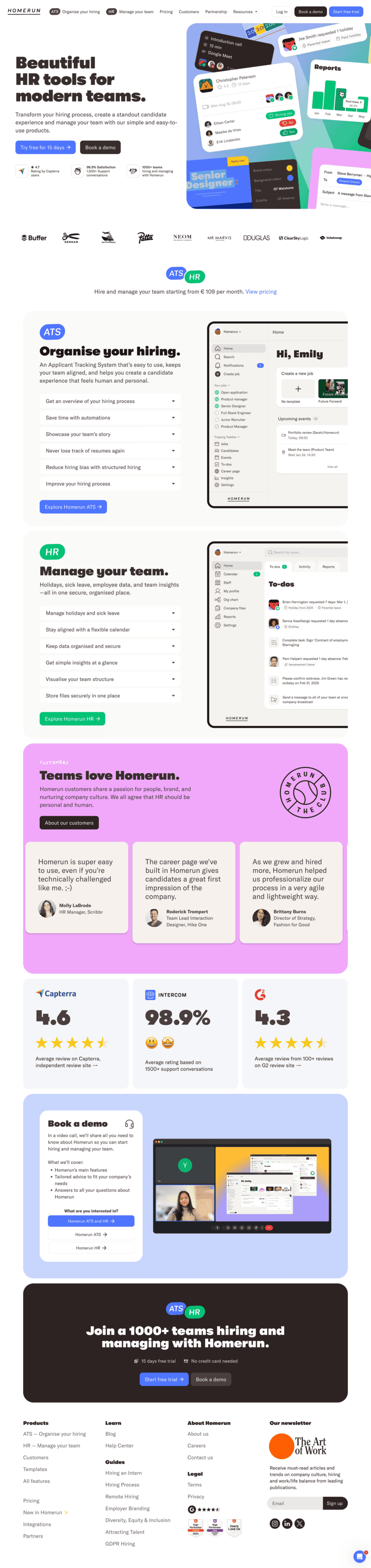 Homerun landing page website preview