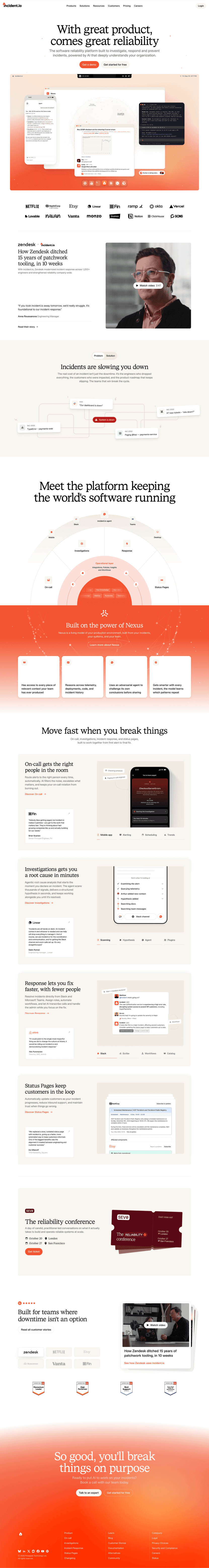 Incident.io landing page website preview