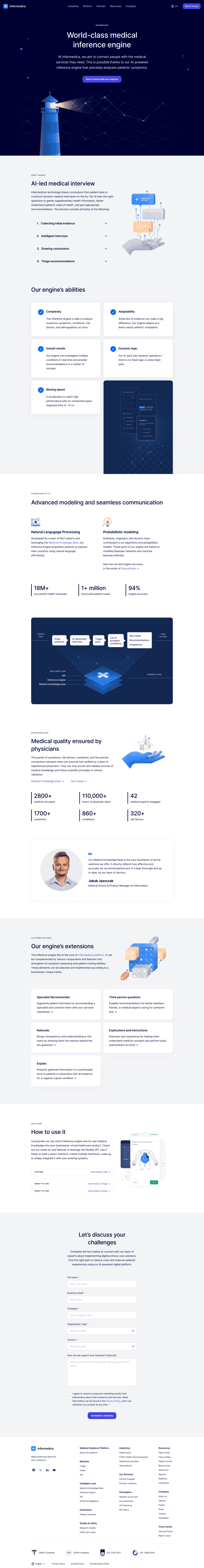 Infermedica features website preview