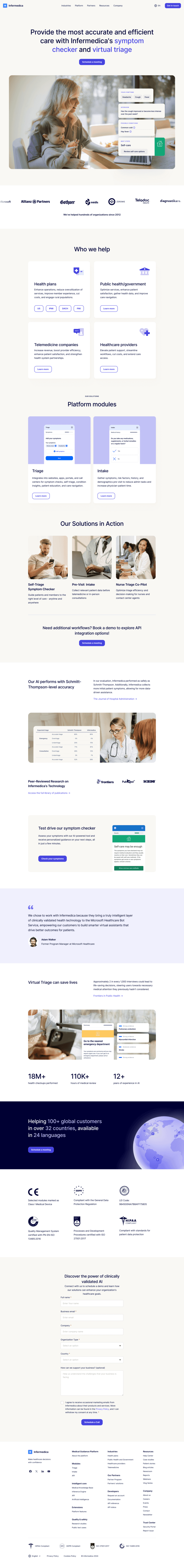 Infermedica landing page website preview