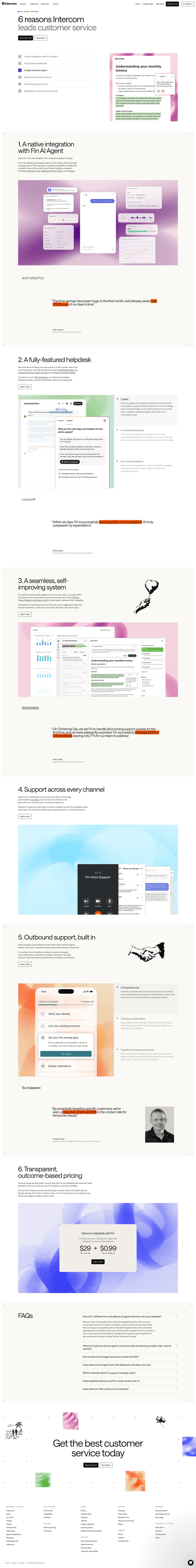 Intercom features website preview