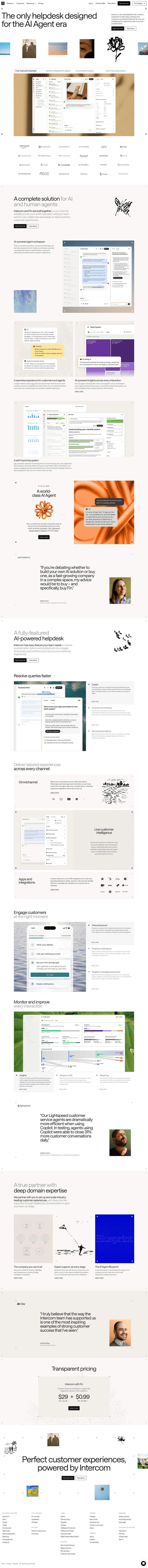 Intercom landing page website preview