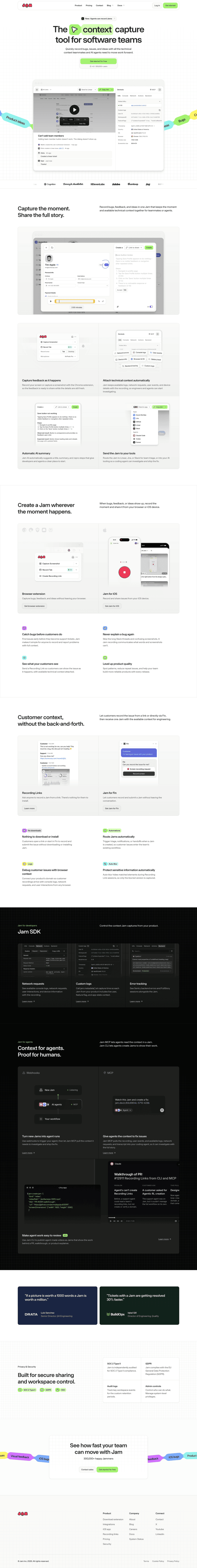 Jam landing page website preview