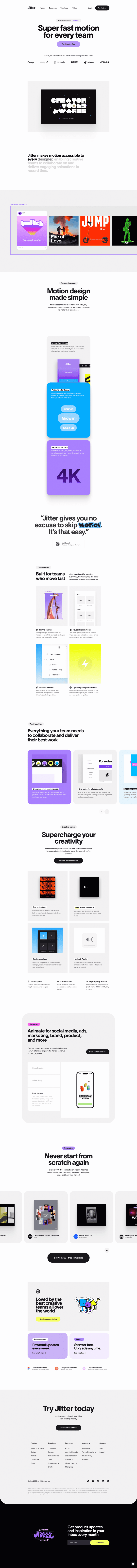 Jitter landing page website preview