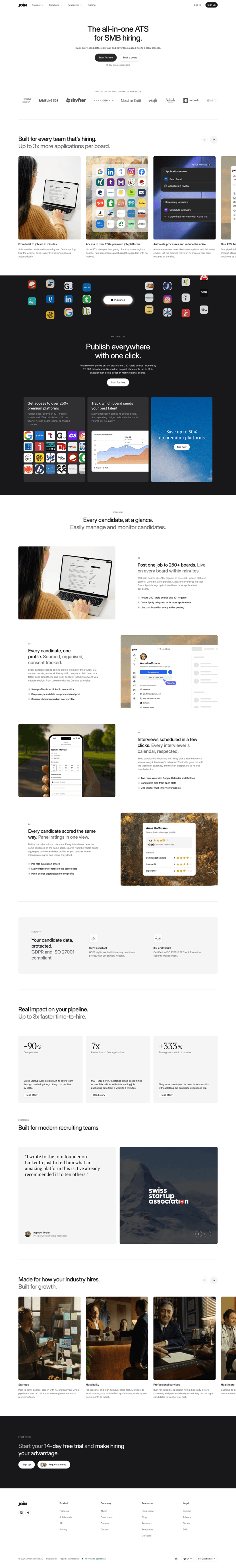 Join landing page full-page website screenshot