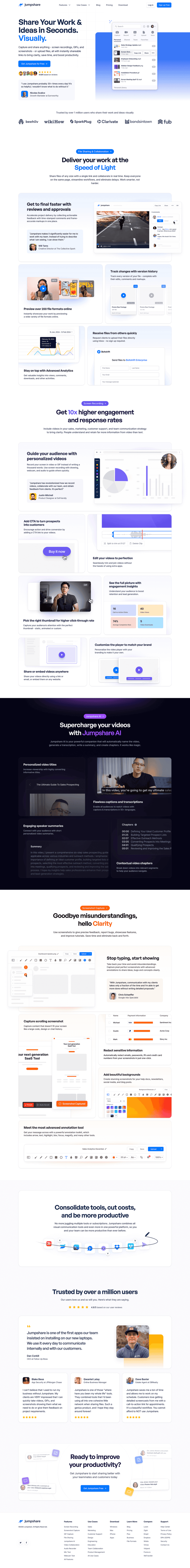 Jumpshare landing page full-page website screenshot