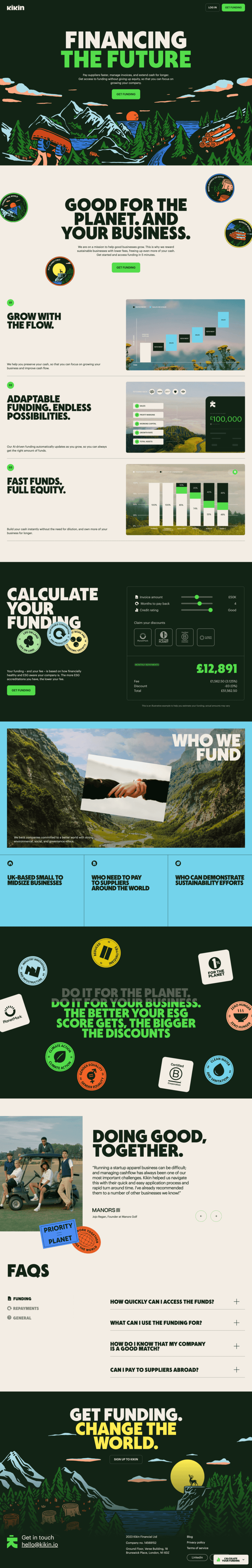 Kikin landing page website preview