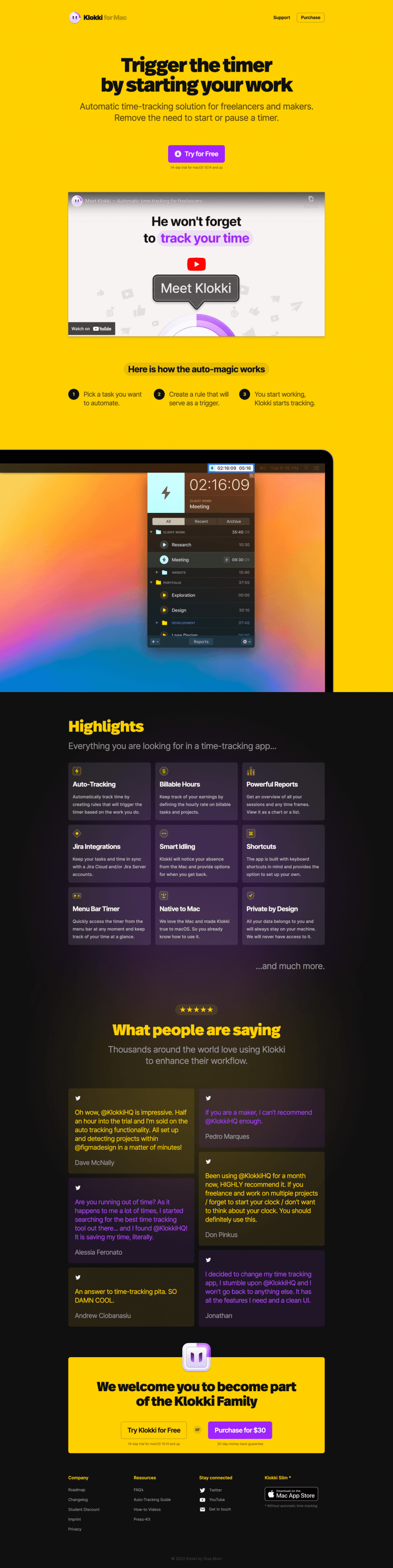 Klokki landing page website preview