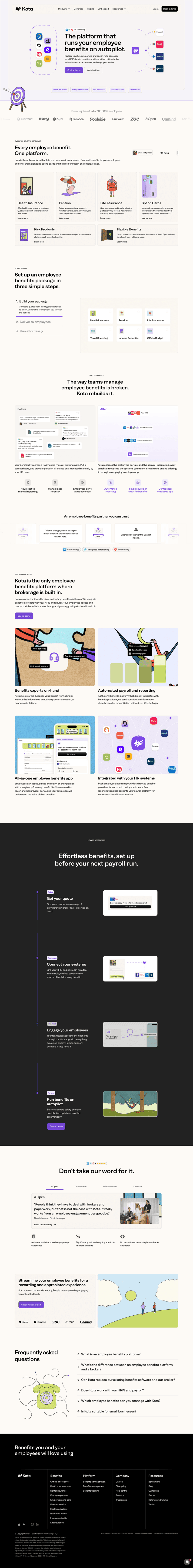 Kota landing page full-page website screenshot