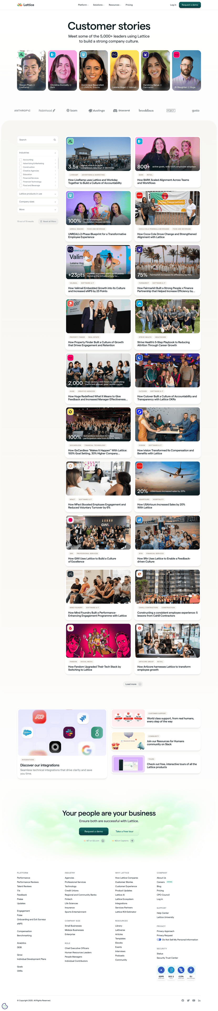 Lattice testimonials website preview